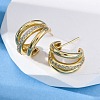 Triple C-Shaped Brass Micro Pave Clear Cubic Zirconia Stud Earrings LS-EJEW-R025-11G-3