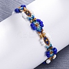 Flower Glass Seed Beaded Braided Bead Bracelets for Women Frineds BJEW-F493-10A-3