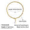 Minimalist Natural Freshwater Pearl Y-shaped Pendant Lariat Necklace 304 Stainless Steel Jewelry EE6125-6