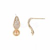 Brass Micro Pave Clear Cubic Zirconia Stud Earring Findings KK-S364-127-3