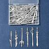 60Pcs 6 Styles Tibetan Style Alloy Big Pendants TIBEP-FS0001-26-6