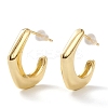 Brass Half Hoop Earrings X-EJEW-A056-05G-1