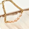 Natural Pearl Beaded Link Bracelets BJEW-A038-02G-3