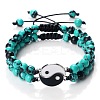 Black and White Yin Yang Natural Howlite Braided Bracelets NA9786-10-1