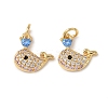 Brass Micro Pave Cubic Zirconia Charms KK-C143-41A-G-1