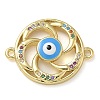 Rack Plating Brass Colorful Cubic Zirconia Vortex Connector Charms KK-K392-08G-01-1