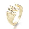 Brass Micro Pave Clear Cubic Zirconia Cuff Rings RJEW-F103-13W-G-3