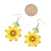 304 Stainless Steel Glass Flower Dangle Earrings EJEW-MZ00519-4