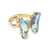 Adjustable Brass Glass Finger Rings RJEW-P148-A01-22-2