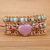 Bohemia Style Heart Natural Rhodochrosite & Shoushan Beads Multi-strand Bracelets FS-WGBC1C4-01-2
