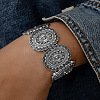 Alloy Oval Beaded Stretch Bracelets FS-WGED2CD-03-1