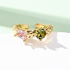 Brass Micro Pave Cubic Zirconia Cuff Rings for Women RJEW-F191-01G-01-1