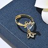 Brass Micro Pave Cubic Zirconia Adjustable Finger Rings for Women RJEW-K307-01G-22-5
