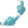 3Pcs Synthetic Turquoise & Natural Freshwater Shell Beads Stretch Bracelets for Women BJEW-JB12017-6