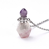 Natural Fluorite Openable Perfume Bottle Pendant Necklaces NJEW-E150-01D-P-2