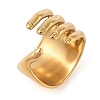 304 Stainless Steel Hand Shape Open Cuff Rings for Women RJEW-Z058-02G-1