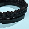 Natural Lava Rock & Glass Round Beaded Bracelets BJEW-G732-02A-4