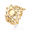 Leaf 304 Stainless Steel Cuff Ring Components STAS-T066-27G-1