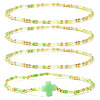 4Pcs Bohemian Summer Cross & Glass Seed Bead Beaded Stretch Bracelet Sets BE5944-1-1