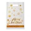 50Pcs Merry Christmas Snowflake Printed Transparent OPP Cellophane Packaging Bags with Die Cut Hole Handles ABAG-C013-02-3