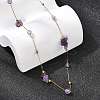 Natural Amethyst Chip 304 Stainless Steel Link Chain Necklaces for Women NJEW-K255-59G-3