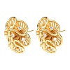 Flower Brass Micro Pave Clear Cubic Zirconia Stud Earrings EJEW-D346-01G-4