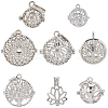 8Pcs 8 Styles Brass & Alloy Hollow Cage Pendants KK-SC0004-30-1