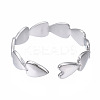 Non-Tarnish 304 Stainless Steel Heart Wrap Open Cuff Ring LS-RJEW-T023-69P-2