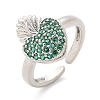 Sacred Heart Brass Micro Pave Cubic Zirconia Cuff Rings for Women RJEW-B117-01P-5