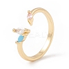 Colorful Cubic Zirconia Horse Eye Open Cuff Ring KK-E005-10G-3