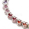 Colorful Cubic Zirconia Heart Pendant Necklace NJEW-E074-03P-3