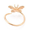 Butterfly Shape Brass Micro Pave Clear Cubic Zirconia Cuff Ring Settings KK-T076-50G-3