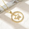 Brass Micro Pave Clear Cubic Zirconia Ring Pendant Necklaces NJEW-P322-A01-G-1