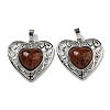 Natural Mahogany Obsidian Peach Love Heart Pendants G-G158-01O-1