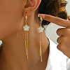 Bohemian Style Long Tassel Vintage Design Fashion 201 Stainless Steel Flower Hoop Earrings for Women LS-OL4221-1