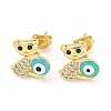 Evil Eye Real 18K Gold Plated Brass Stud Earrings EJEW-L269-087G-04-1