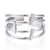 304 Stainless Steel Four Line Open Cuff Ring RJEW-N040-07-2
