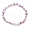 Heart Natural Gemstone & Stainless Steel Beads Stretch Bracelets for Women BJEW-JB13347-3