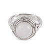 Natural Quartz Crystal Round Adjustable Rings RJEW-K271-04P-07-3