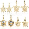 8Pcs 4 Styles Brass Micro Pave Cubic Zirconia Pendants KK-BBC0019-64-7