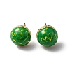 Enamel Half Round Stud Earrings EJEW-P229-01G-03-1