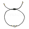 2Pcs 2 Color Acrylic Heart & Glass Seed Braided Bead Bracelet Set BJEW-JB09801-3