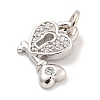 Rack Plating Brass Micro Pave Clear Cubic Zirconia Charms KK-Q814-05P-2