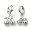 Brass Cherry Hoop Earrings EJEW-R016-04G-5
