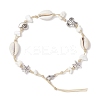 Beach Starfish Turtle Synthetic Magnesite & Natural Cowrie Shell Beaded Anklets AJEW-AN00687-03-2