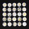 Brass Elder Futhark Alphabet Engraved Symbol Flat Round Natural Quartz Crystal Rune Stones G-I373-01B-1