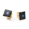 Square Enamel with Evil Eye Wide Band Finger Rings LS-RJEW-A014-02G-08-1