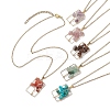 Natural mixed Gemstone with Brass Pendant Necklaces NJEW-JN04678-1