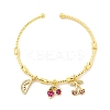 Brass Micro Pave Cubic Zirconia Fruit Charm Bangles for Women BJEW-Z089-01G-01-4