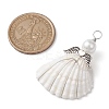 Copper Wire Wrapped Shell Pendants PALLOY-JF02709-03-2